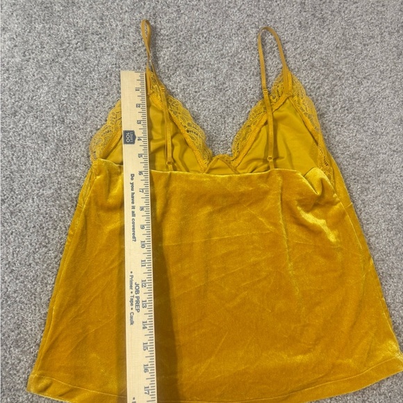 Forever 21 Fall Back to school Mustard Yellow Velvet Lace Trim Cami – Size M - Picture 5 of 7
